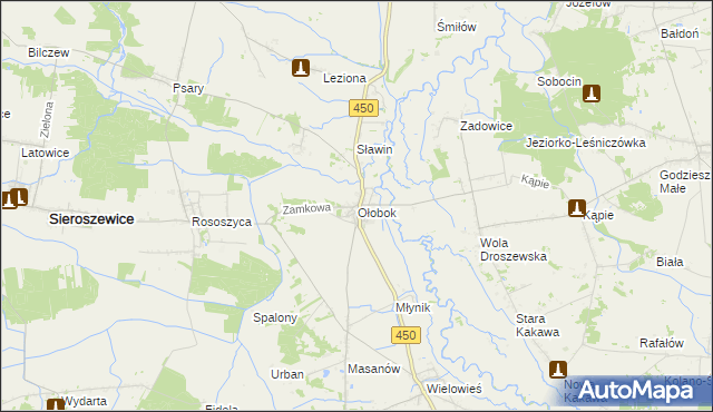 mapa Ołobok gmina Sieroszewice, Ołobok gmina Sieroszewice na mapie Targeo