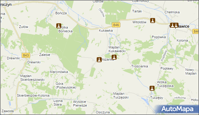 mapa Olszanka gmina Kraśniczyn, Olszanka gmina Kraśniczyn na mapie Targeo