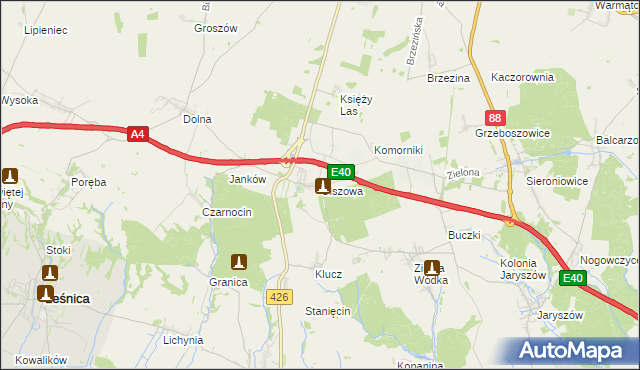 mapa Olszowa gmina Ujazd, Olszowa gmina Ujazd na mapie Targeo