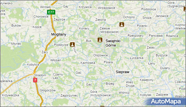 mapa Olszowice, Olszowice na mapie Targeo