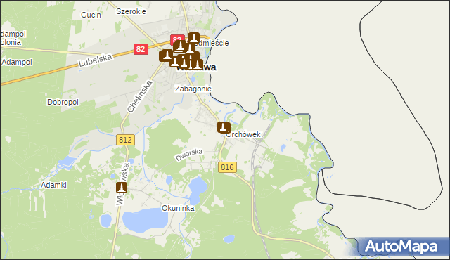 mapa Orchówek gmina Włodawa, Orchówek gmina Włodawa na mapie Targeo