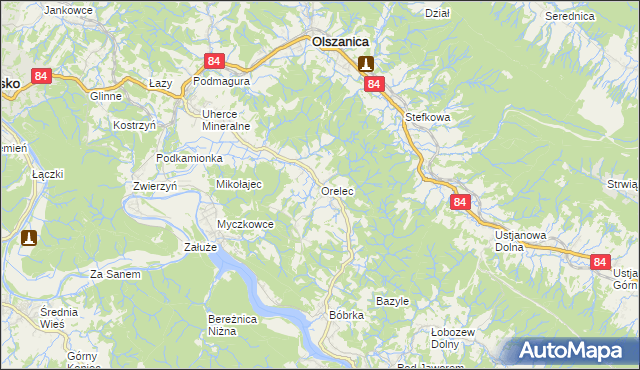 mapa Orelec, Orelec na mapie Targeo