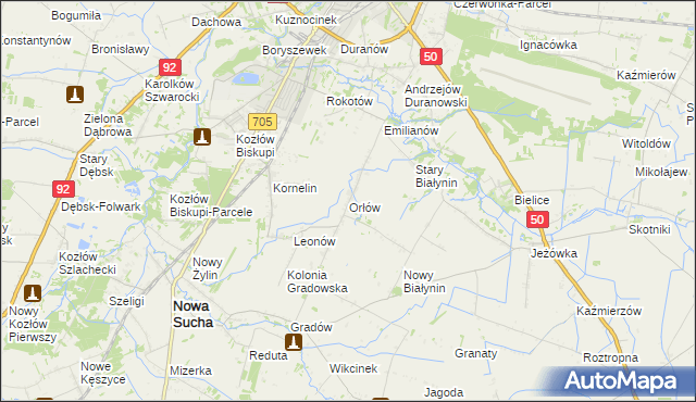 mapa Orłów gmina Nowa Sucha, Orłów gmina Nowa Sucha na mapie Targeo