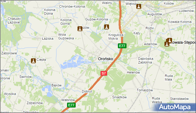 mapa Orońsko, Orońsko na mapie Targeo