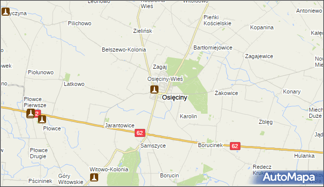 mapa Osięciny, Osięciny na mapie Targeo