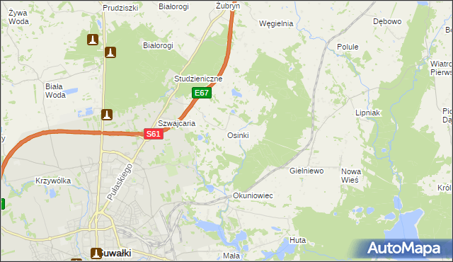 mapa Osinki gmina Suwałki, Osinki gmina Suwałki na mapie Targeo