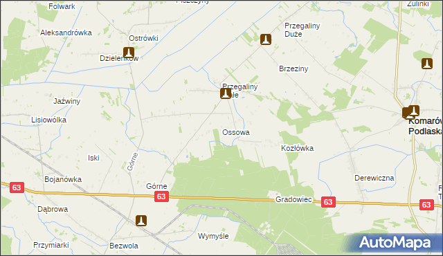 mapa Ossowa, Ossowa na mapie Targeo