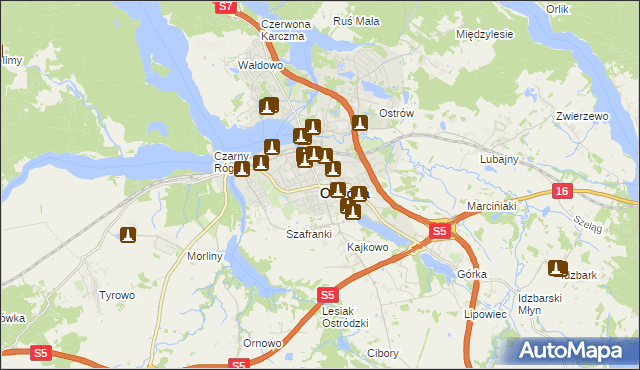 mapa Ostróda, Ostróda na mapie Targeo