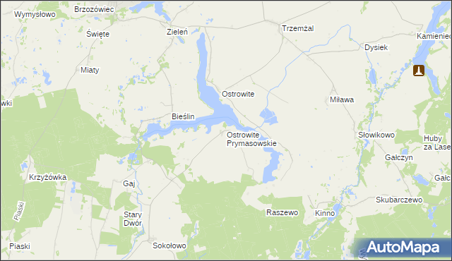 mapa Ostrowite Prymasowskie, Ostrowite Prymasowskie na mapie Targeo