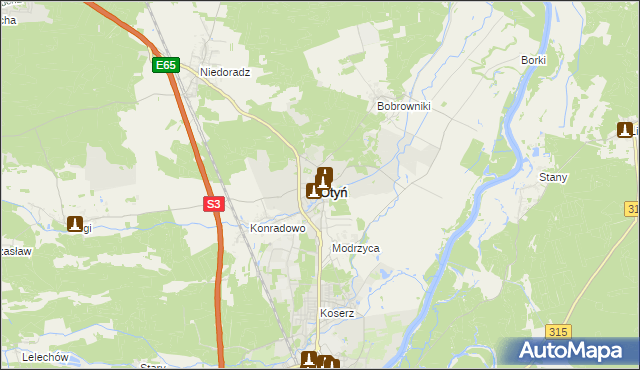mapa Otyń, Otyń na mapie Targeo