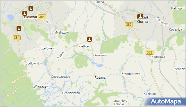 mapa Owiesno, Owiesno na mapie Targeo