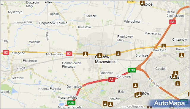 mapa Ożarów Mazowiecki, Ożarów Mazowiecki na mapie Targeo