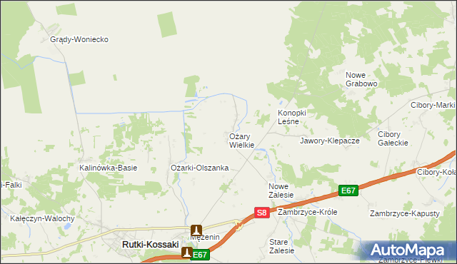 mapa Ożary Wielkie, Ożary Wielkie na mapie Targeo