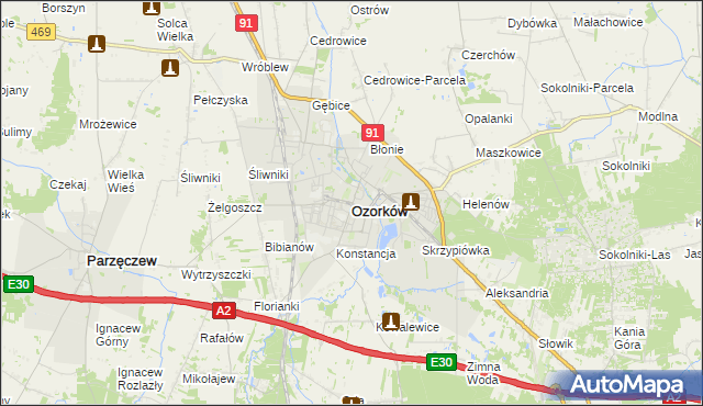 mapa Ozorków, Ozorków na mapie Targeo