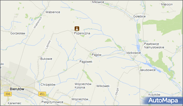 mapa Pągów gmina Wilków, Pągów gmina Wilków na mapie Targeo