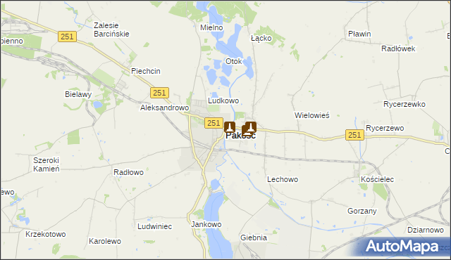 mapa Pakość powiat inowrocławski, Pakość powiat inowrocławski na mapie Targeo