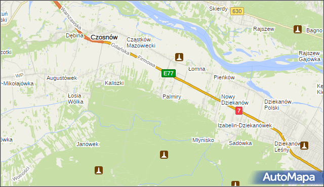 mapa Palmiry, Palmiry na mapie Targeo