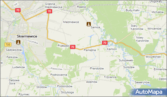 mapa Pamiętna, Pamiętna na mapie Targeo