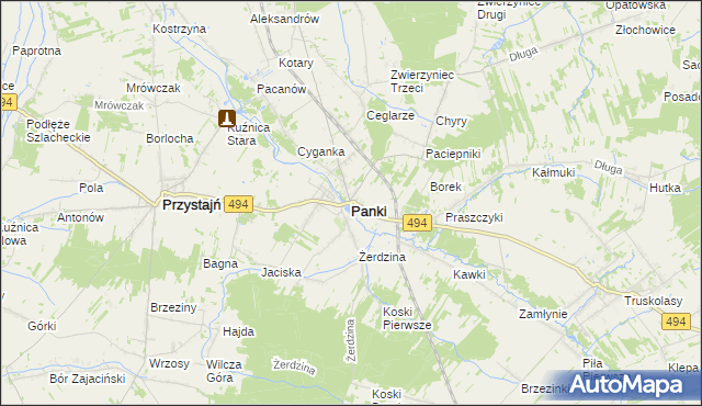 mapa Panki, Panki na mapie Targeo