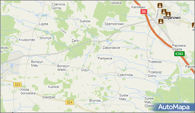 mapa Parłowice, Parłowice na mapie Targeo