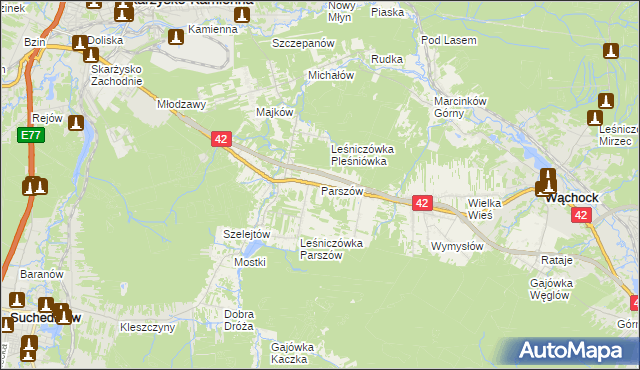 mapa Parszów, Parszów na mapie Targeo