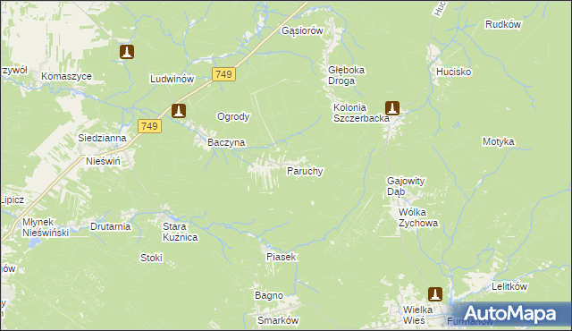 mapa Paruchy, Paruchy na mapie Targeo