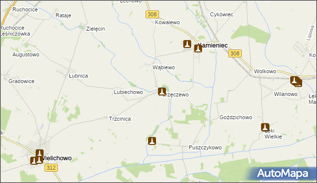 mapa Parzęczewo, Parzęczewo na mapie Targeo