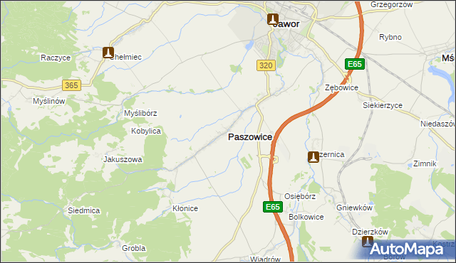 mapa Paszowice, Paszowice na mapie Targeo