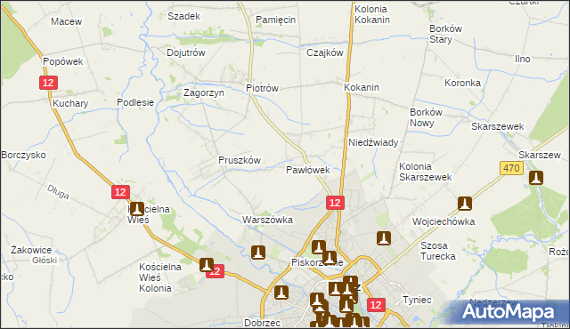 mapa Pawłówek gmina Blizanów, Pawłówek gmina Blizanów na mapie Targeo
