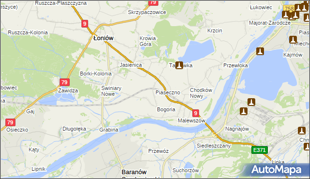 mapa Piaseczno gmina Łoniów, Piaseczno gmina Łoniów na mapie Targeo