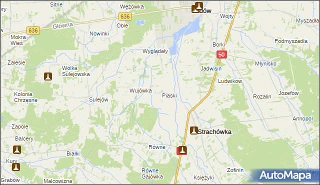 mapa Piaski gmina Strachówka, Piaski gmina Strachówka na mapie Targeo