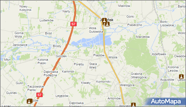 mapa Piastów gmina Jedlińsk, Piastów gmina Jedlińsk na mapie Targeo