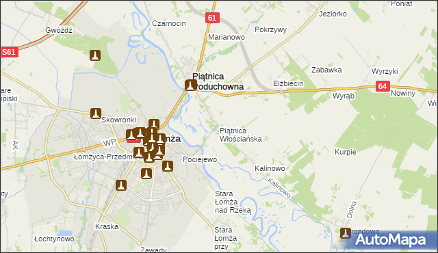 mapa Piątnica Włościańska, Piątnica Włościańska na mapie Targeo