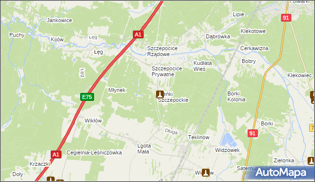 mapa Pieńki Szczepockie, Pieńki Szczepockie na mapie Targeo