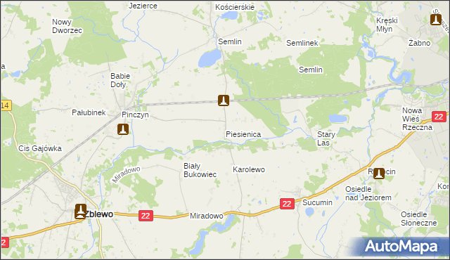 mapa Piesienica, Piesienica na mapie Targeo