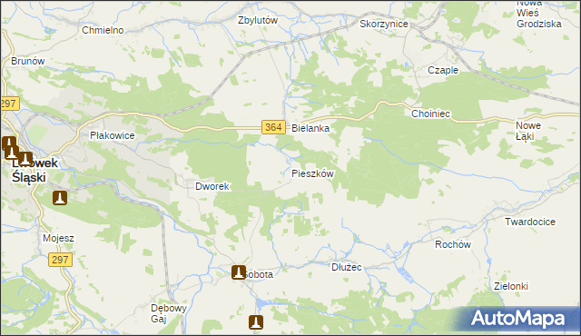 mapa Pieszków gmina Lwówek Śląski, Pieszków gmina Lwówek Śląski na mapie Targeo