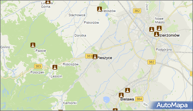 mapa Pieszyce, Pieszyce na mapie Targeo