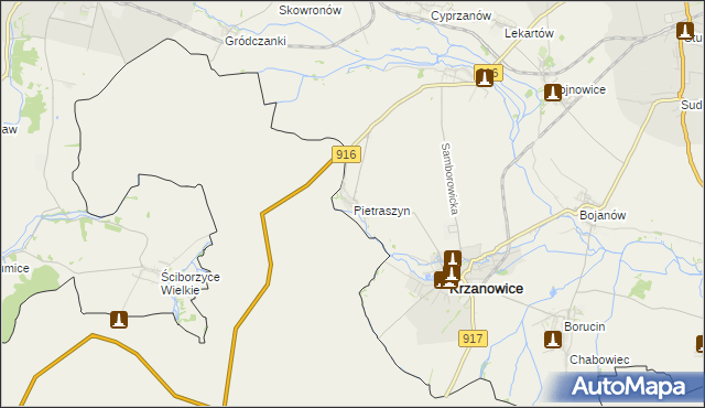 mapa Pietraszyn, Pietraszyn na mapie Targeo