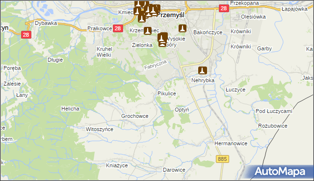 mapa Pikulice, Pikulice na mapie Targeo