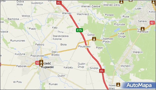 mapa Pikutkowo, Pikutkowo na mapie Targeo