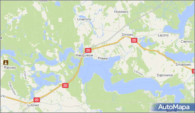 mapa Piława gmina Borne Sulinowo, Piława gmina Borne Sulinowo na mapie Targeo