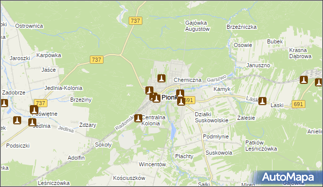 mapa Pionki, Pionki na mapie Targeo