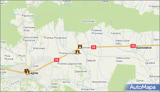 mapa Piórków, Piórków na mapie Targeo