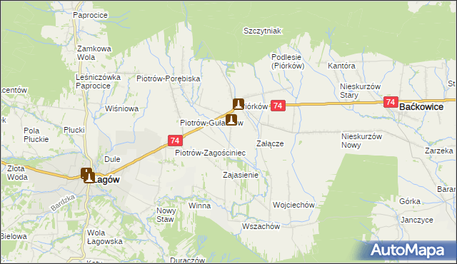 mapa Piórków-Kolonia, Piórków-Kolonia na mapie Targeo