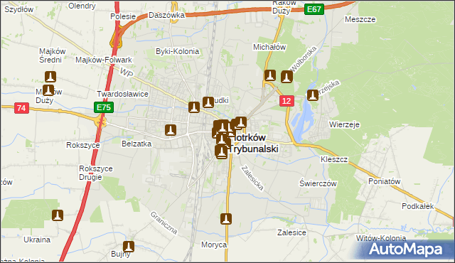 mapa Piotrków Trybunalski, Piotrków Trybunalski na mapie Targeo