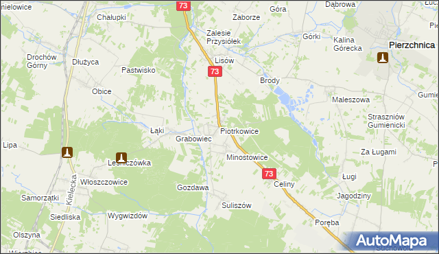 mapa Piotrkowice gmina Chmielnik, Piotrkowice gmina Chmielnik na mapie Targeo