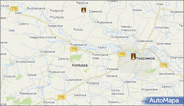 mapa Piotrkowice Małe, Piotrkowice Małe na mapie Targeo