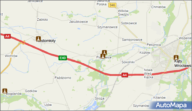 mapa Piotrowice gmina Kostomłoty, Piotrowice gmina Kostomłoty na mapie Targeo
