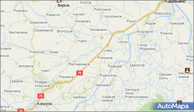 mapa Piotrowice gmina Koszyce, Piotrowice gmina Koszyce na mapie Targeo