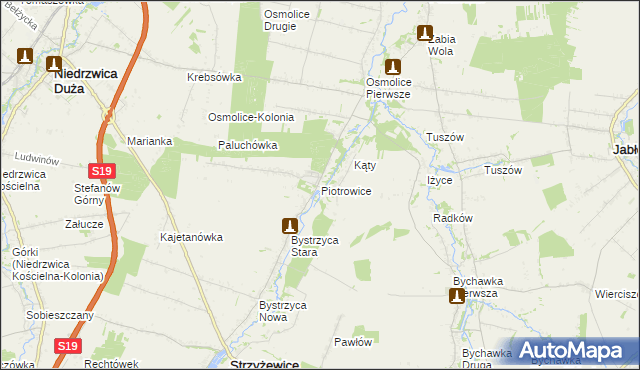 mapa Piotrowice gmina Strzyżewice, Piotrowice gmina Strzyżewice na mapie Targeo